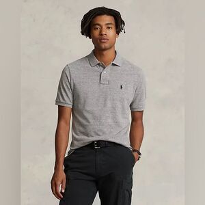 Polo Ralph Lauren Iconic Mesh Polo Shirt Grey Slim fit LG NWT‎ IN PACKAGING